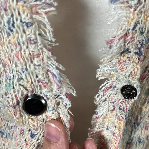 Nic+Zoe Pastel Fringe Linen Blend Cardigan Cover-up Womens Size XS - Picture 4 of 11